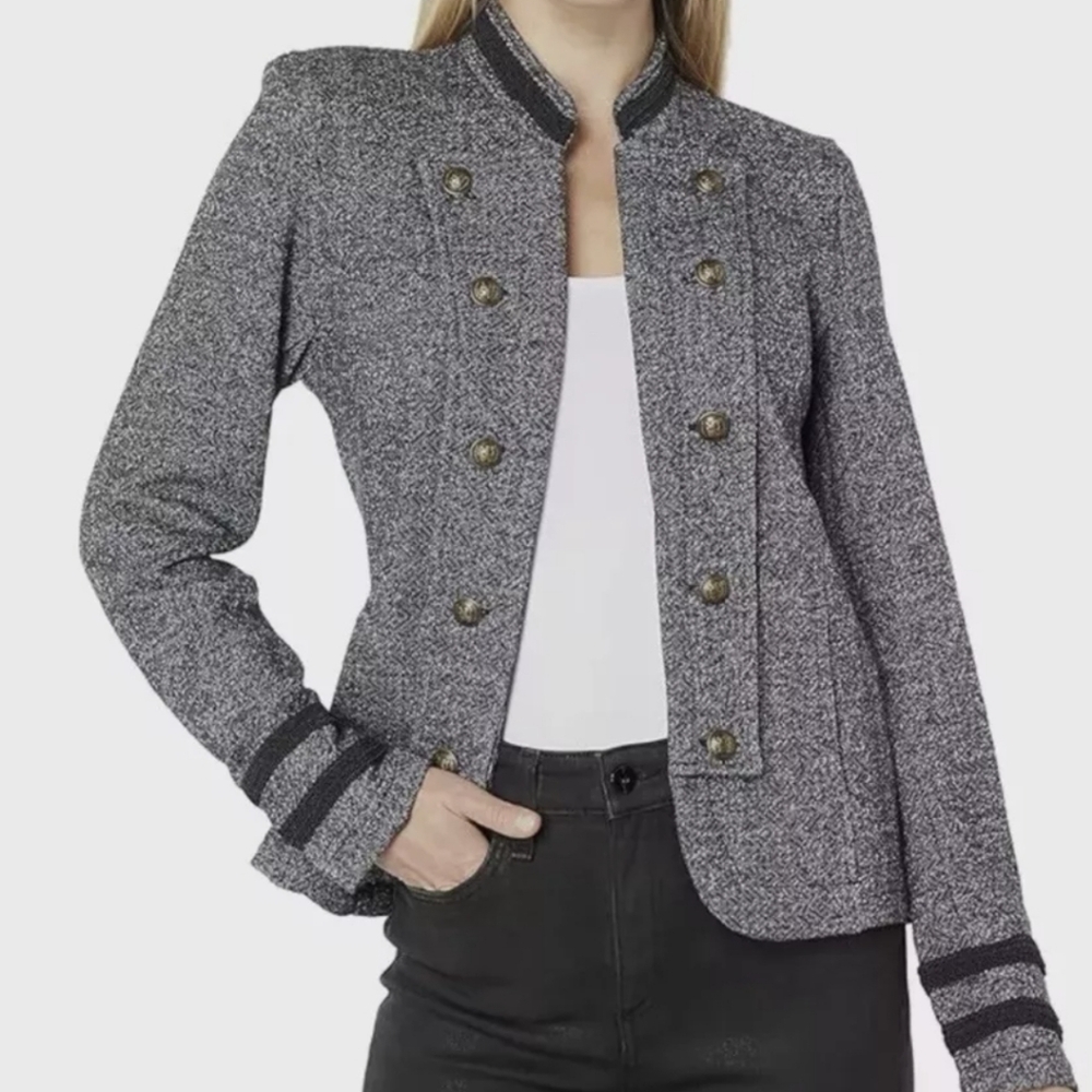 NWT Tommy Hilfiger Classic Open-Front Military Band Jacket Women’s Medium Grey - Picture 2 of 12